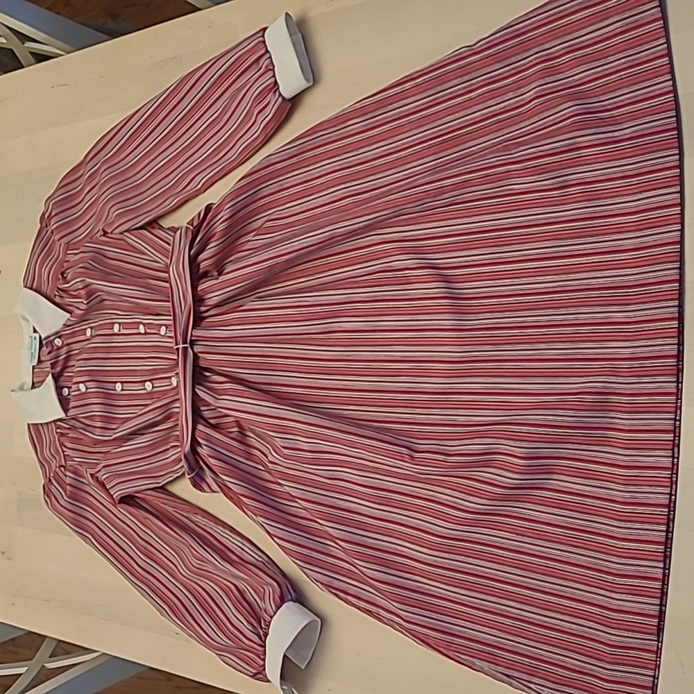 EUC VTG 1960s Lady Carol Petites Pink Striped Belted Shirt Dress